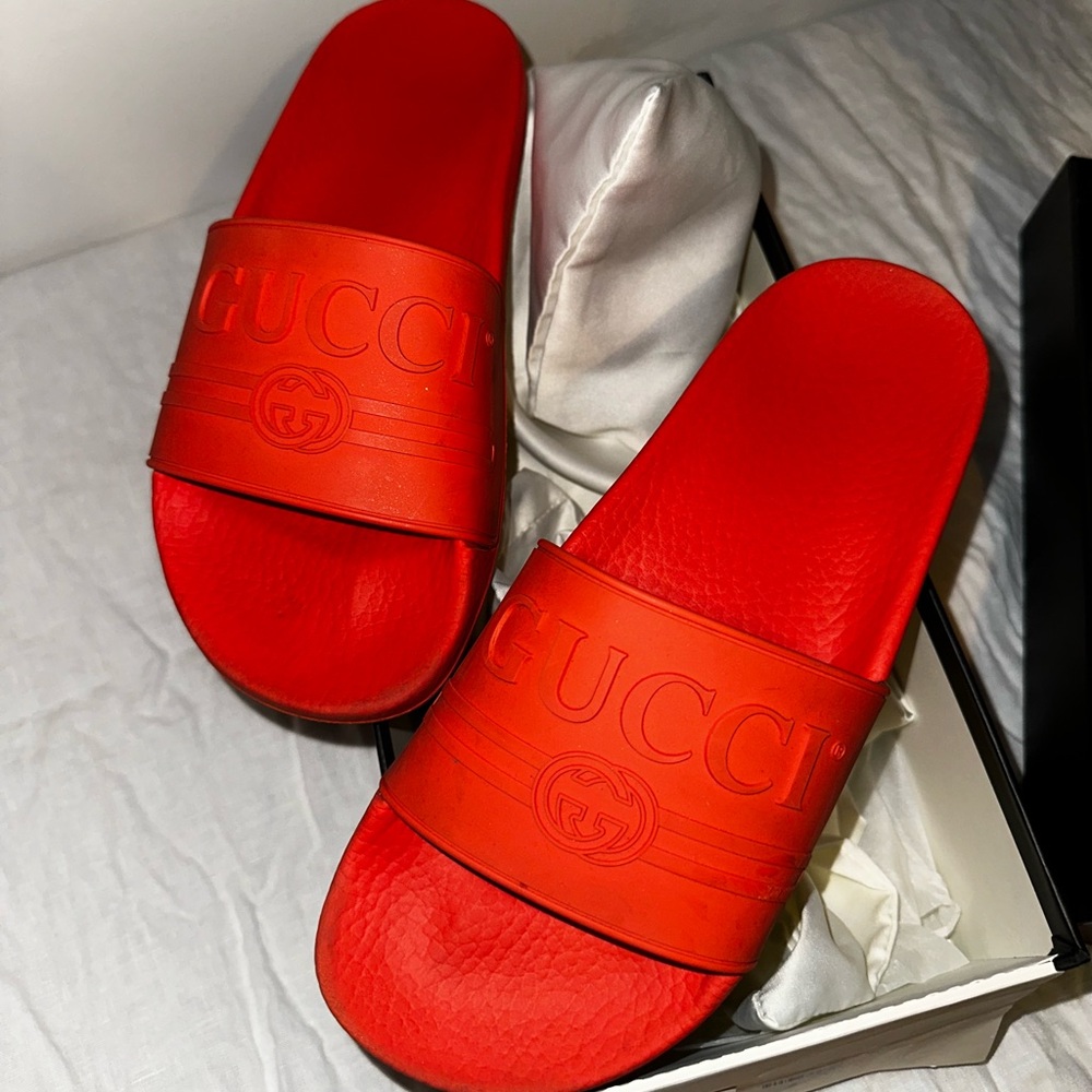 Orange Gucci slides